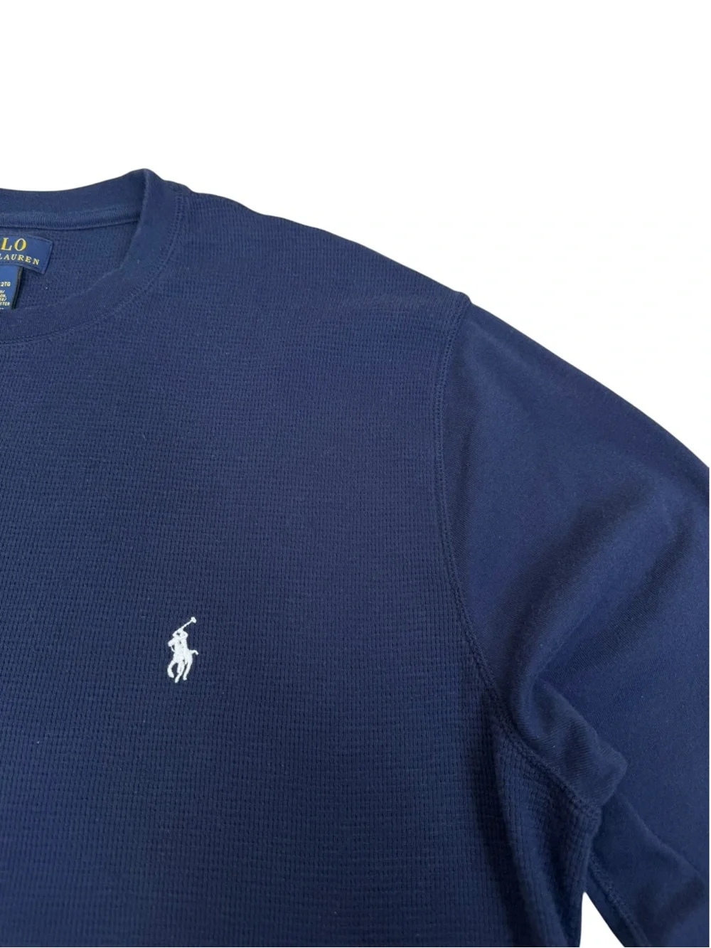 Polo Ralph Lauren Navy Blue Waffle Knit Thermal Long Sleeve Shirt 2XL Big & Tall